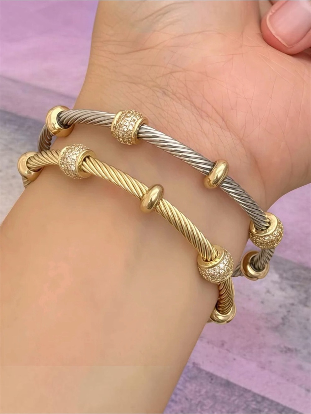 Cable Bangle Bracelet 18KT Gold Plated NWT